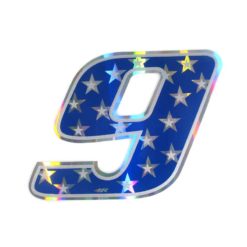 Sticker 4R RACING Nr.: 9 in blau mit weissen Sternen (100 x 140mm)