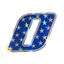 Sticker 4R RACING Nr.: 0 in blau mit weissen Sternen (100 x 140mm)