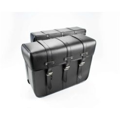 Gepäcktaschen (Paar) R80DM in SCHWARZ mit Alurücken und 3 Riemen für Mofa's