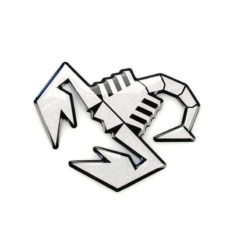 Sticker ABARTH 3D SCORPIONE ARGENTO SATINATO (Höhe: 65mm)