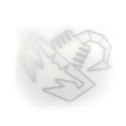 Sticker ABARTH SCORPIONE TRANSPARENT mit silber-satin Rand (12cm)