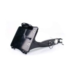 Kennzeichenhalter PM BILLET ALU - LANGER ARM +80mm in SCHWARZ mit LED Bele