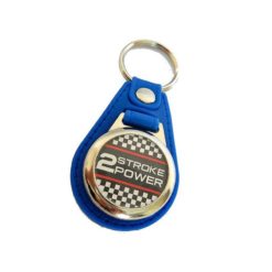 Schlüsselanhänger NN PRODUCTS 2 STROKE POWER aus Leder in blau mit Emblem