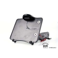 Kennzeichenhalter PM BILLET ALU - KURZER ARM in POLIERT mit LED Beleuchtun