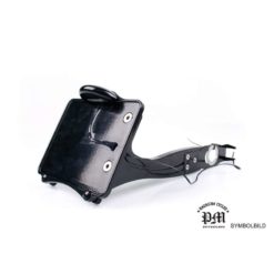 Kennzeichenhalter PM BILLET ALU - LANGER ARM +80mm in POLIERT mit LED Bele