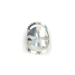 Lenkkopfschild MOPED KINGS SKULLY in chrom (Ø 50 x T 1mm)