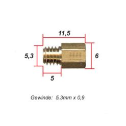 Hauptdüse MIKUNI (Typ MKA) Ø 5.3 x 0.9mm zu Vergaser Areche und Amal (Grös