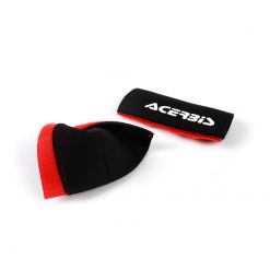 Gabelschützer ACERBIS (Paar) in SCHWARZ/ROT (L 145 x Ø 45-55mm) mit Klettb