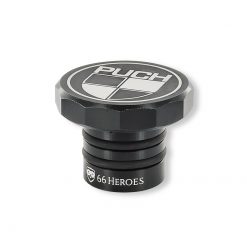 Tankdeckel 66 HEROES eckig, Inox- schwarz mit Puch- Logo