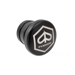 Tankdeckel AKOA FLAT, aus Aluminium, gefräst, in schwarz zu Piaggio Ciao mit Log