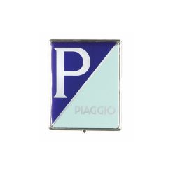 Emblem PIAGGIO 37x46mm Kunststoff, zum Stecken, hellblau