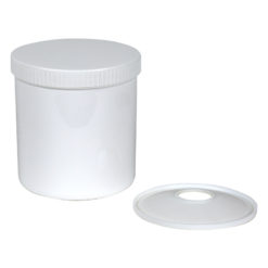 Fettdose Motorex LEER WEISS mit DECKEL und Fettfolgeplatte ca. 850 g / 1 L