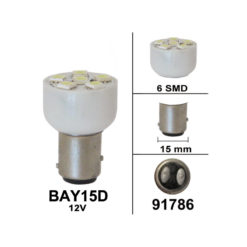 Rücklichtglühlampe weiss LED (6 SMD LED) 12V BAY15d